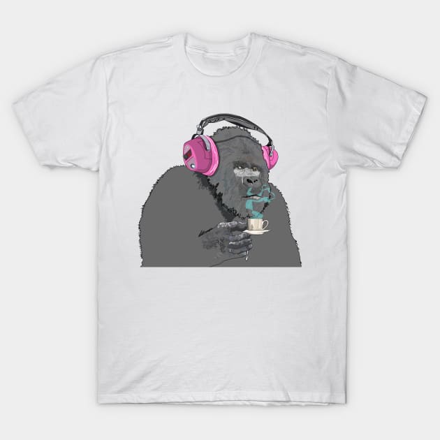 Gorilla sipping expresso T-Shirt by M[ ]